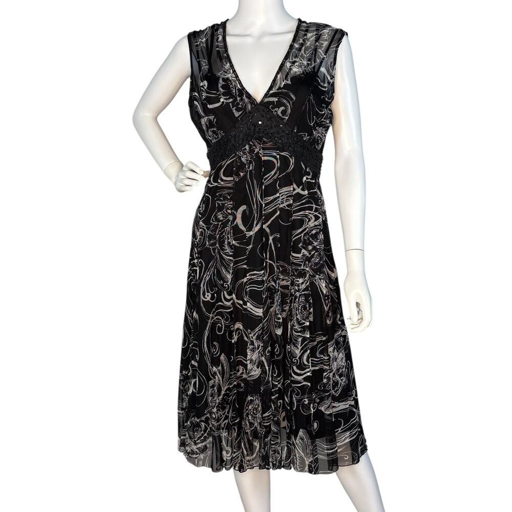 Vtg ECI Midi Dress Empire Waist Sleeveless Mesh Size 6 Y2k Whimsigoth Fairy